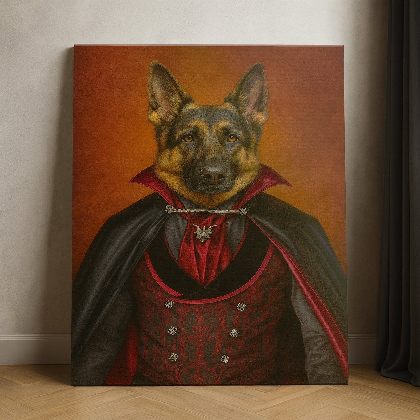 Custom Photo Vampire Dog Canvas Gift For Dog Lovers
