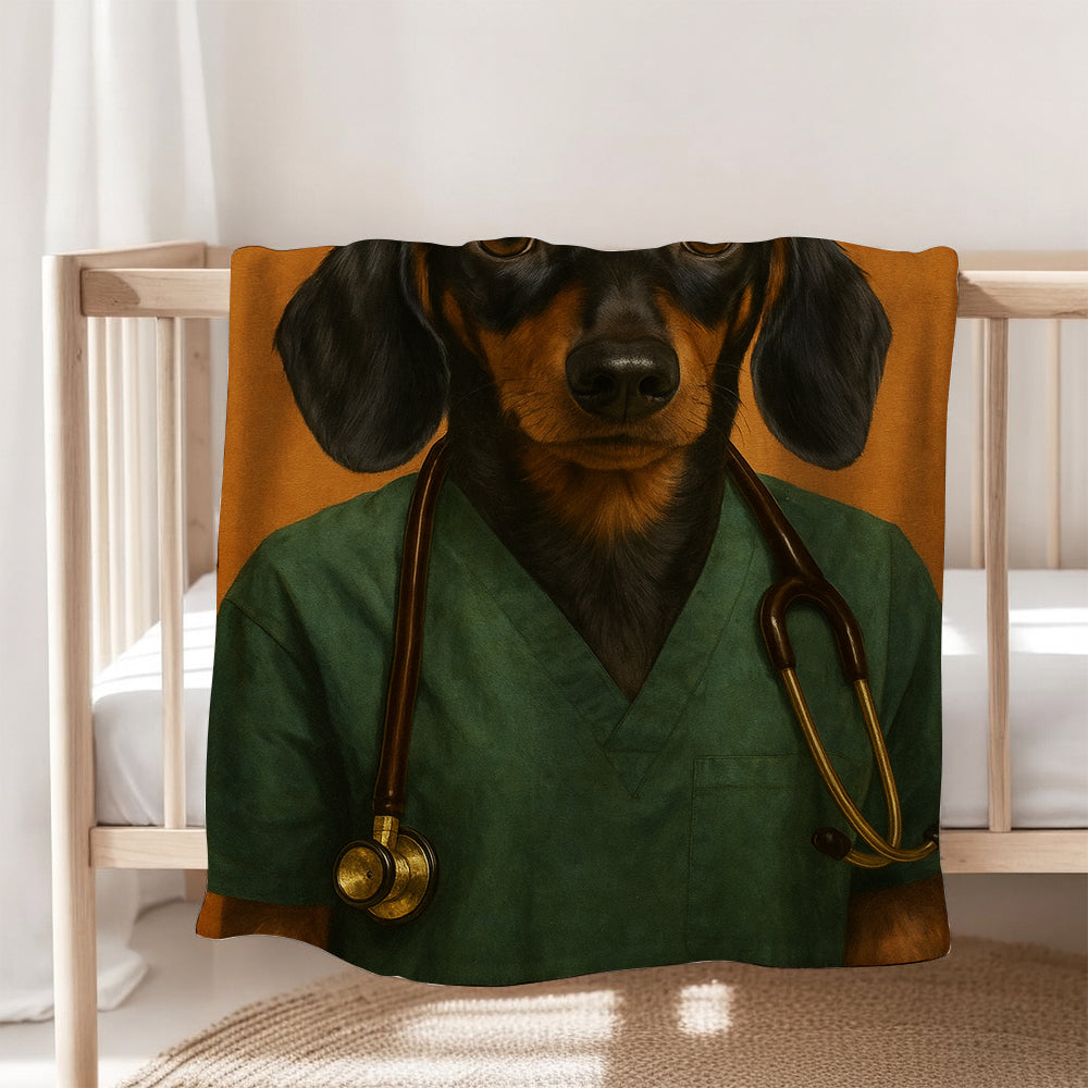 Custom Photo Nurse Dog BlanketGift For Dog Lovers