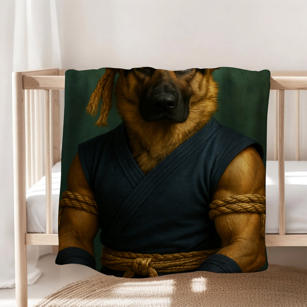 Custom Photo Fighter Warrior Art Dog BlanketGift For Dog Lovers