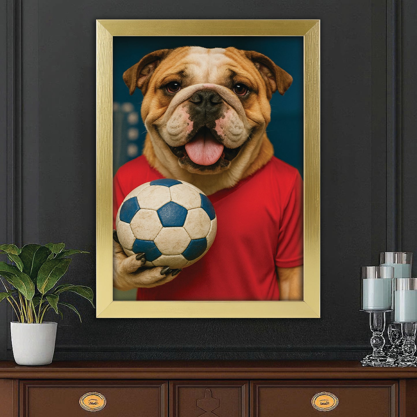 Custom Photo Handball Dog Canvas Framed Wall Art