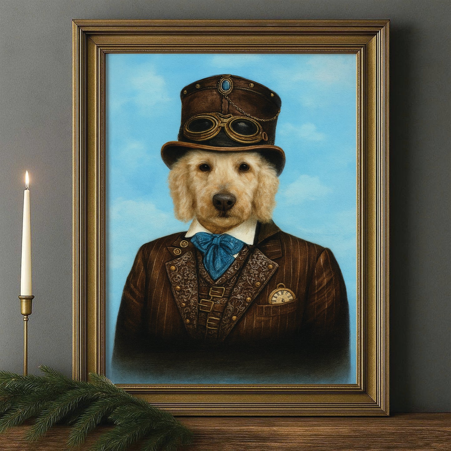 Custom Photo Pilot Dog Canvas Framed Wall Art Gift For Dog Lovers