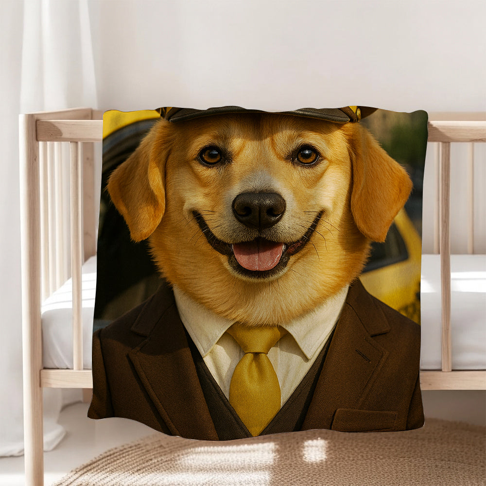 Custom Photo Taxi Driver Dog BlanketGift For Dog Lovers