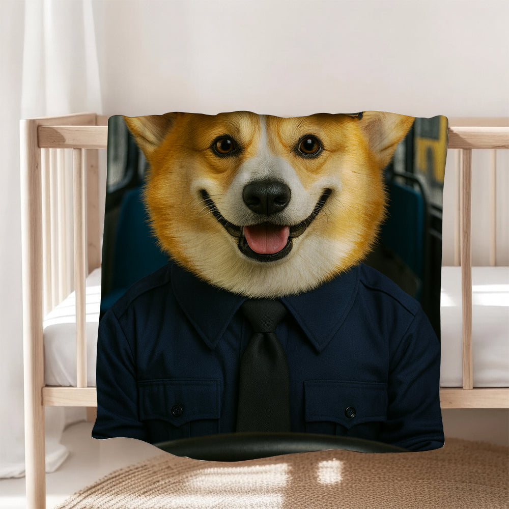Custom Photo Bus Driver Dog BlanketGift For Dog Lovers
