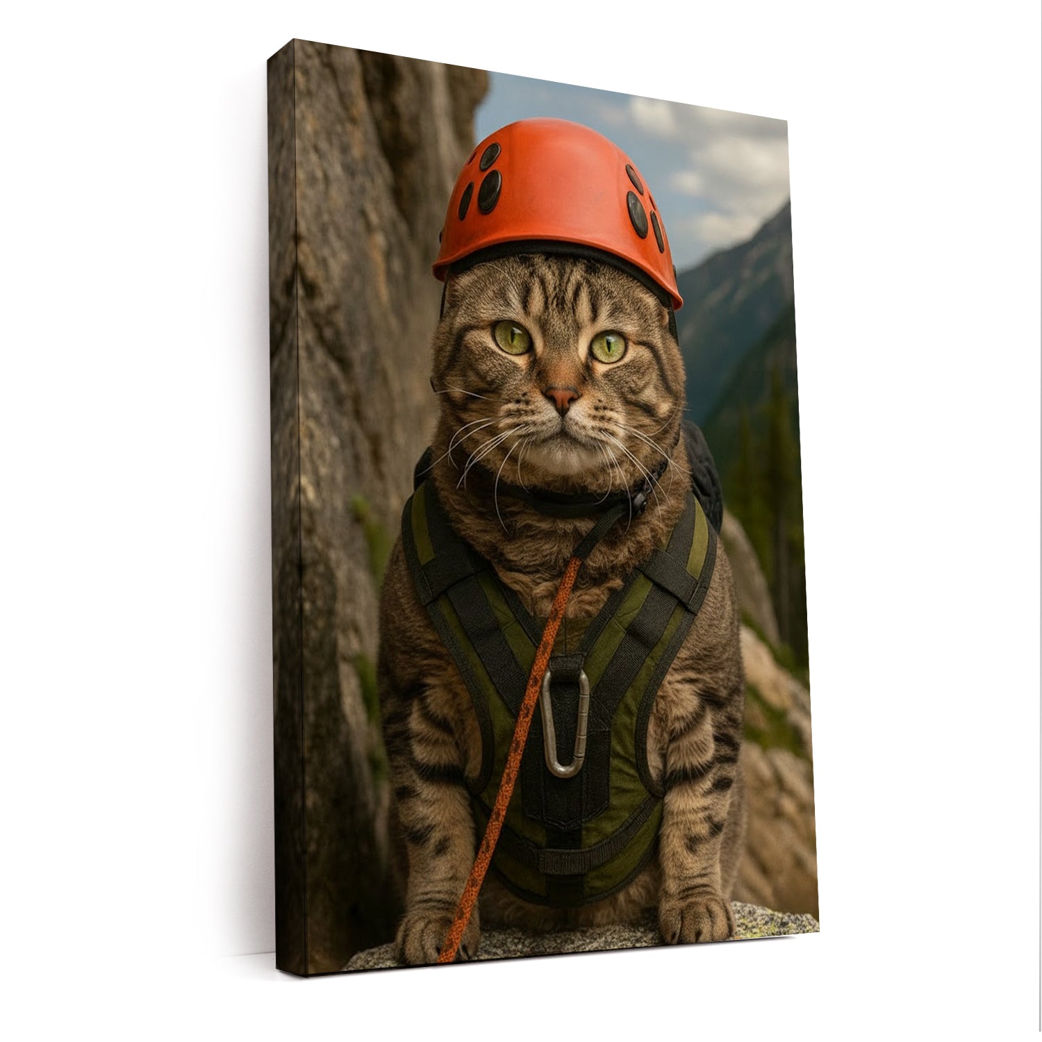 Custom Photo Rock Climber Cat Canvas Gift For Cat Lover