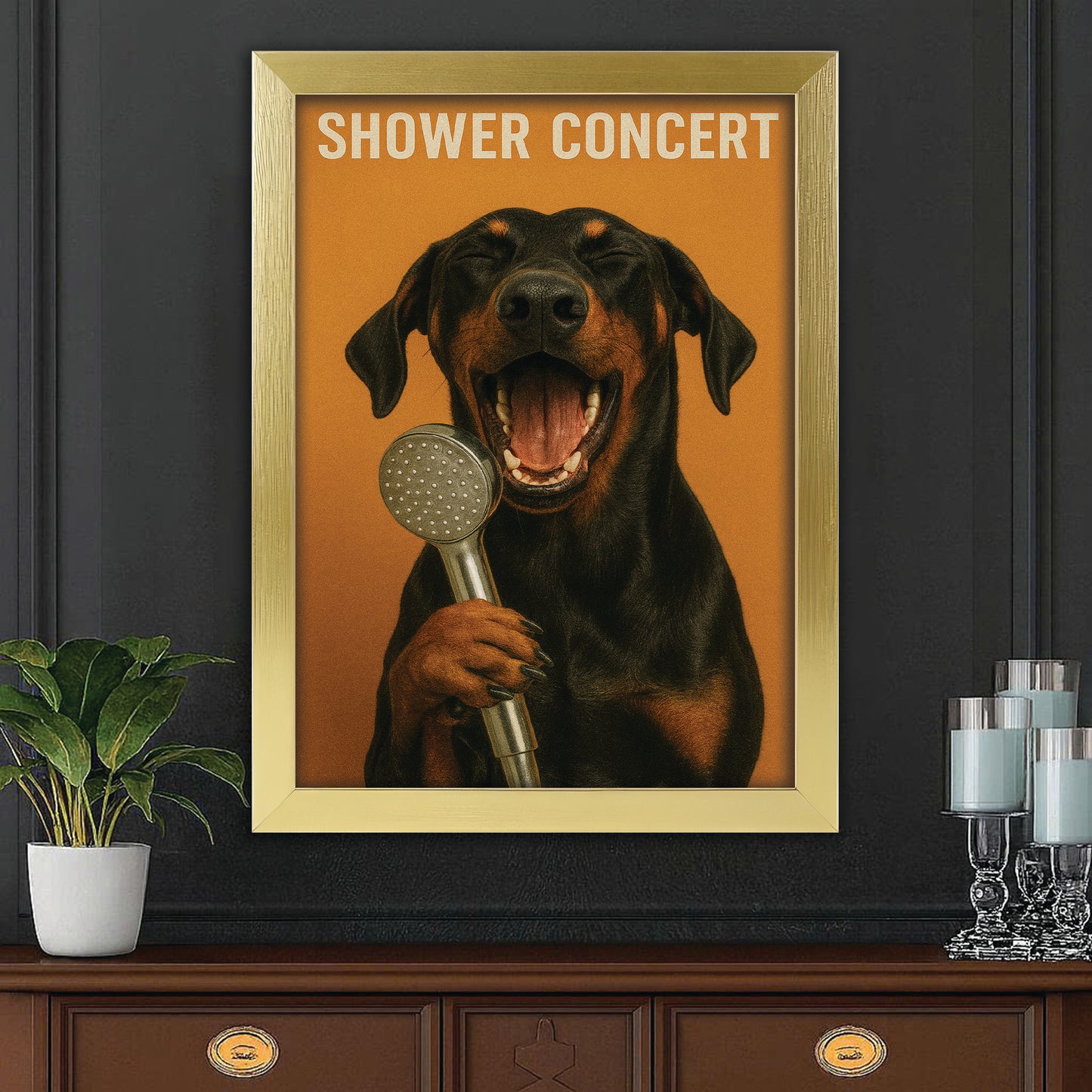 Custom Photo Dog Bathroom Style 32 Canvas Framed Wall Art Gift For Dog Lovers
