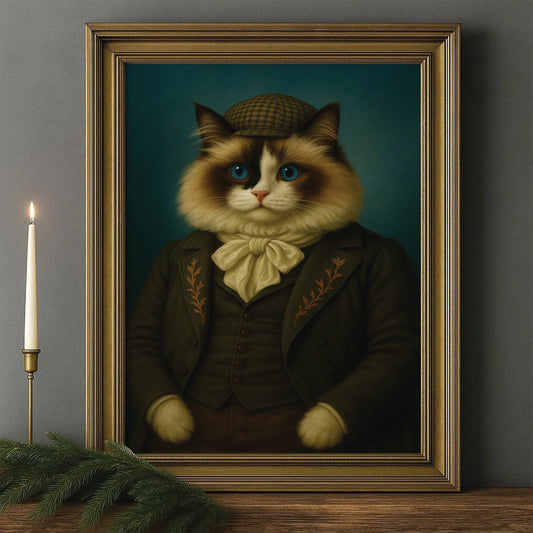 Custom Photo Detective Cat Canvas Framed Wall Art Gift For Cat Lovers