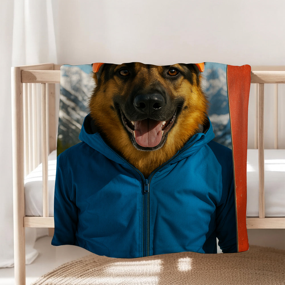 Custom Photo Snowboarder Dog BlanketGift For Dog Lovers