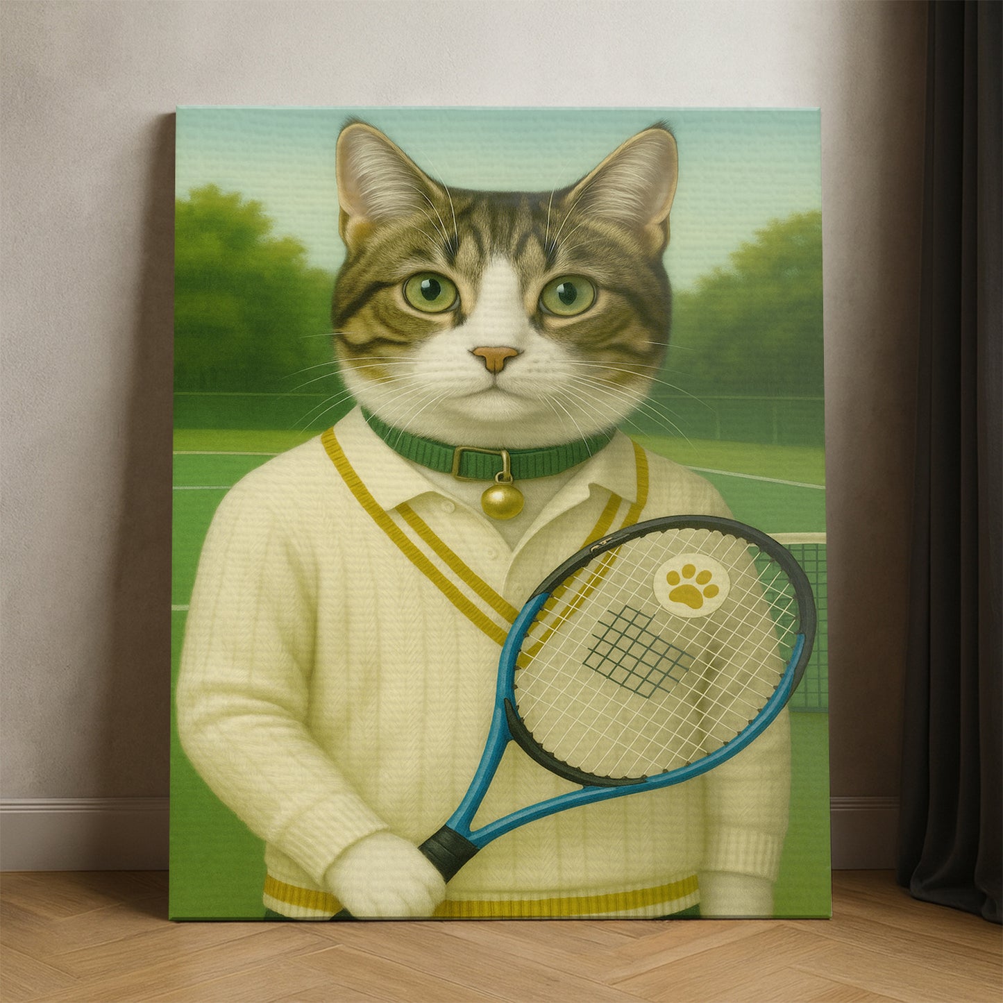 Custom Photo Tennis Player Cat Canvas