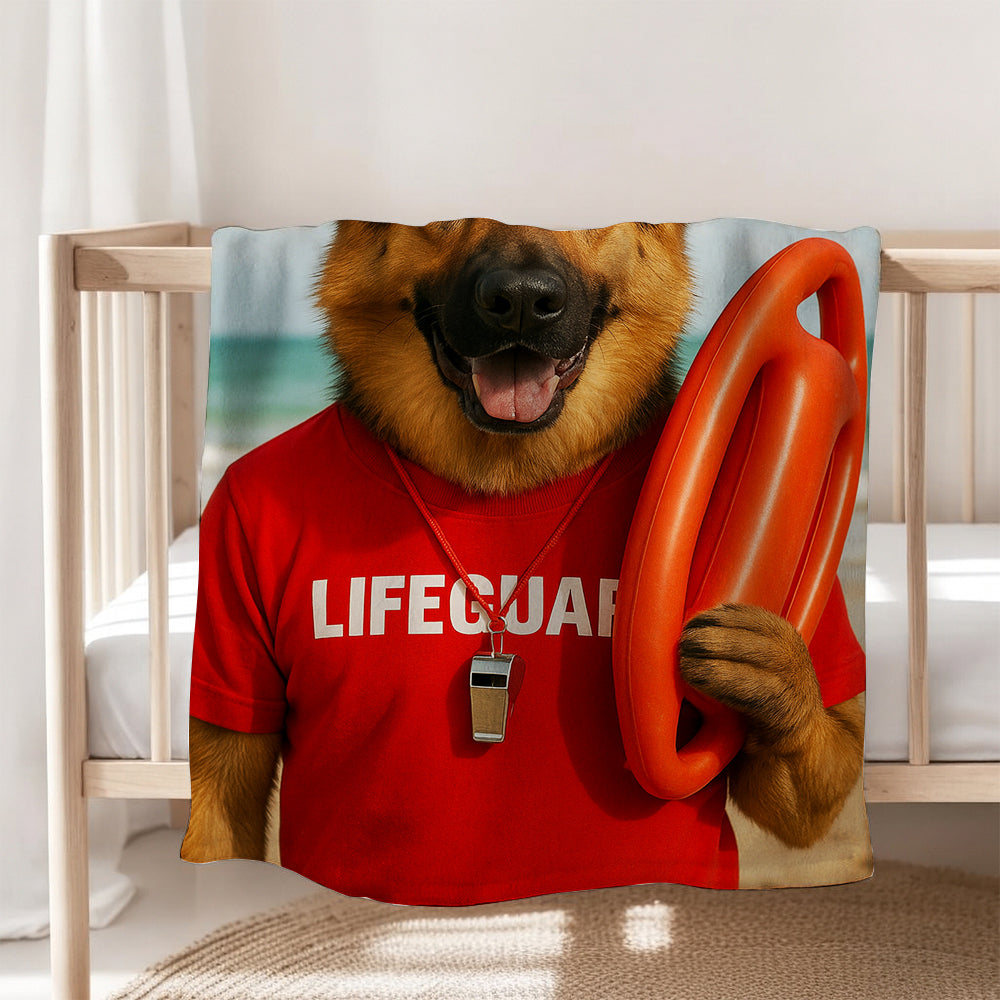 Custom Photo Lifeguard Dog BlanketGift For Dog Lovers