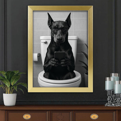 Custom Photo Dog Bathroom Style 14 Canvas Framed Wall Art Gift For Dog Lovers