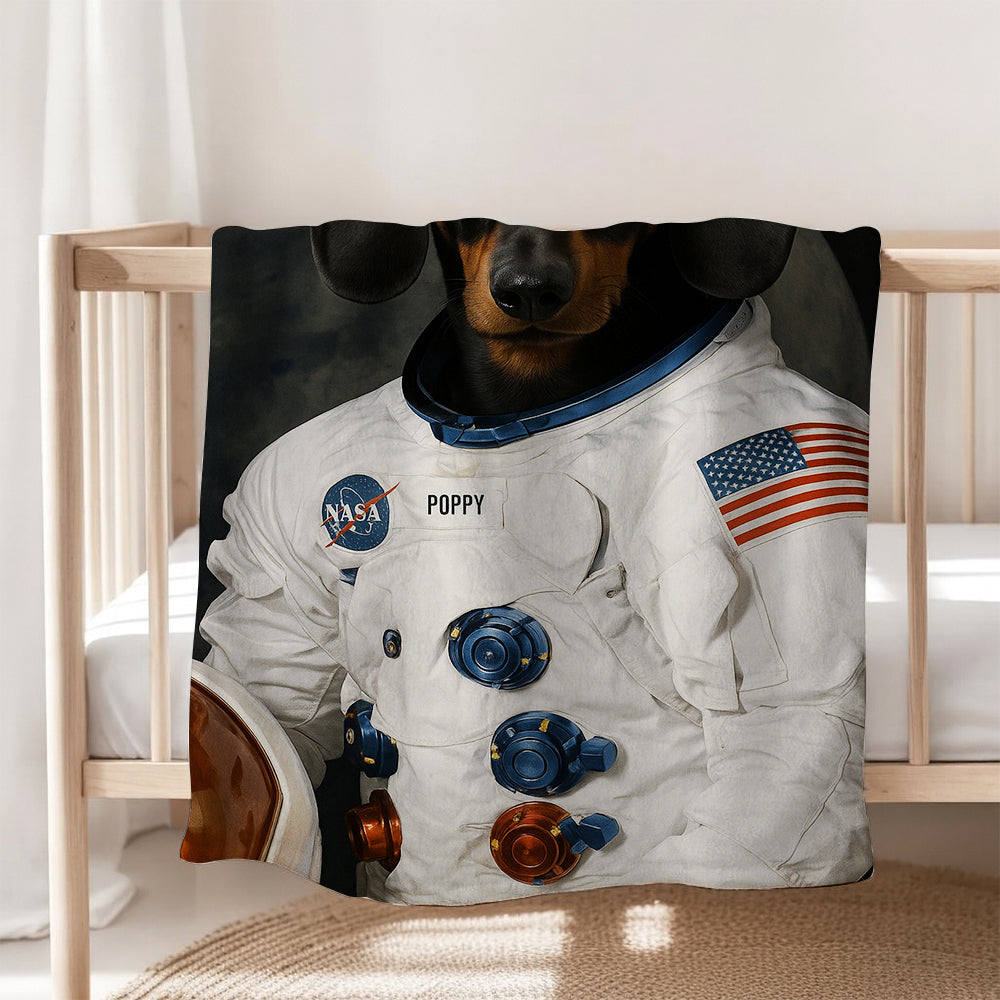 Custom Photo Dog Astronaut Blanket Gift For Dog Lover