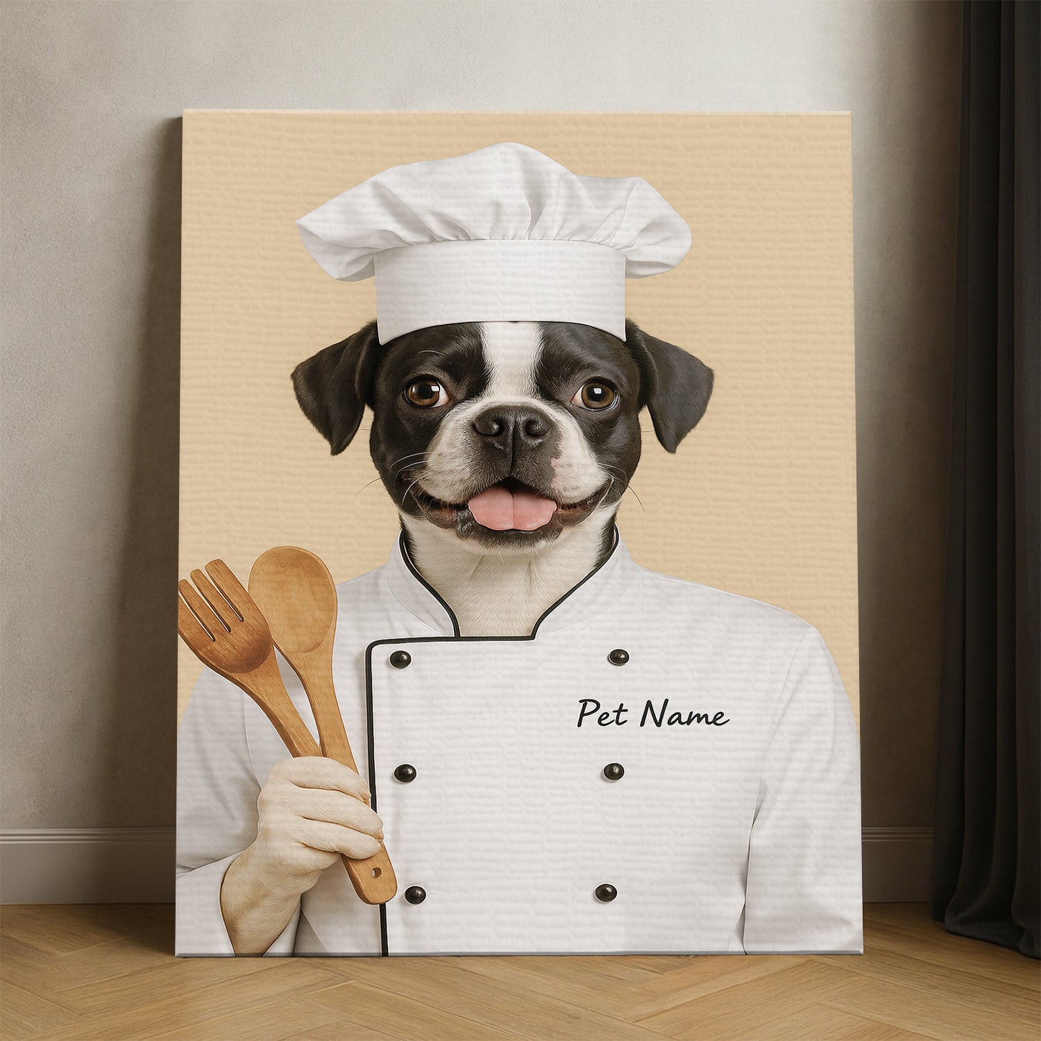 Custom Dog Chef Potrait Canvas Gift For Dog Lovers