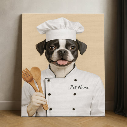 Custom Dog Chef Potrait Canvas Gift For Dog Lovers