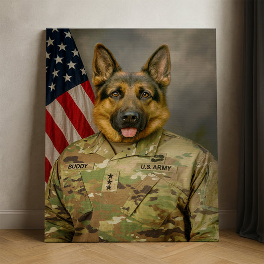 Custom Dog Photo Us Army Canvas _ Gift For Dog Lovers