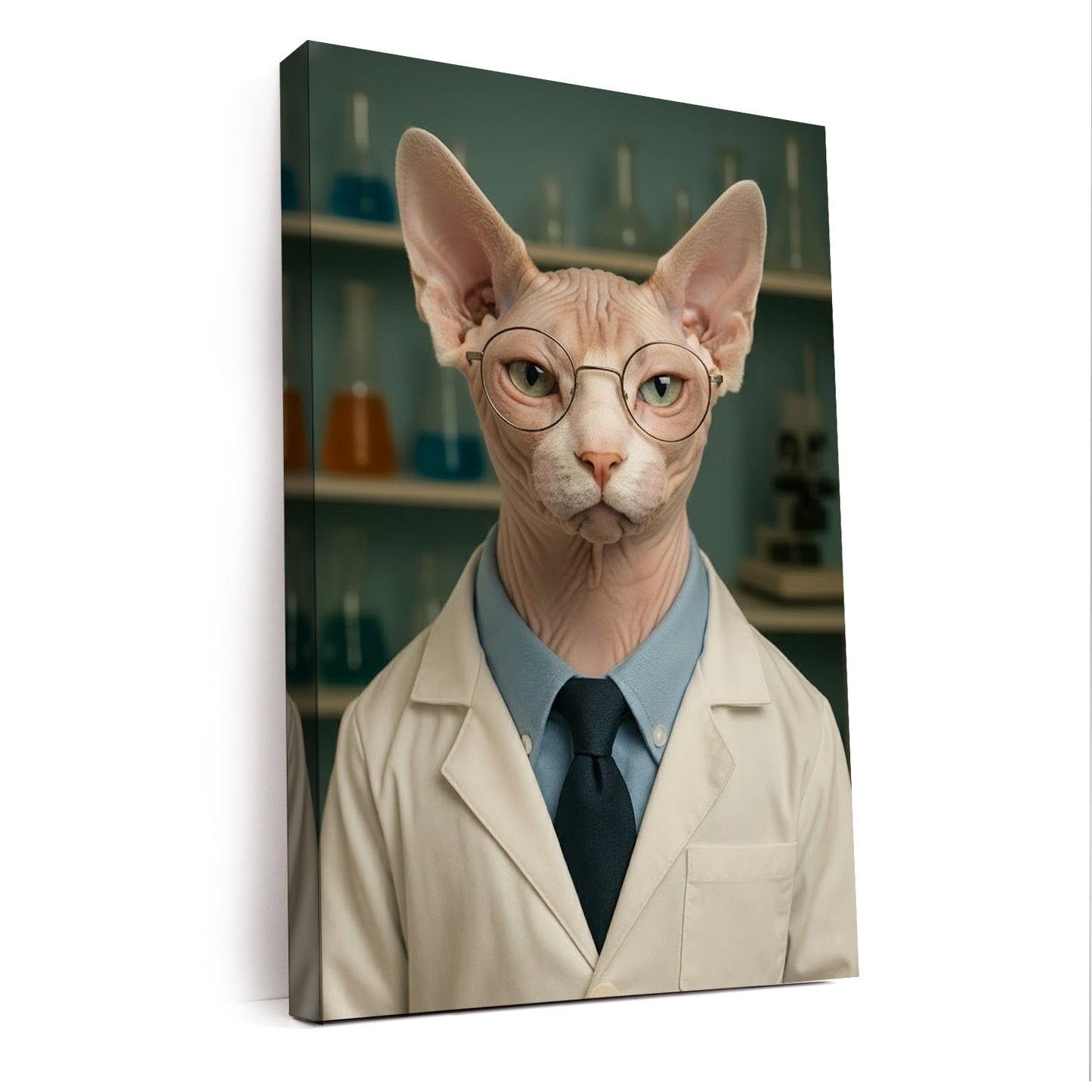 Custom Photo Scientist Cat Canvas Gift For Cat Lovers
