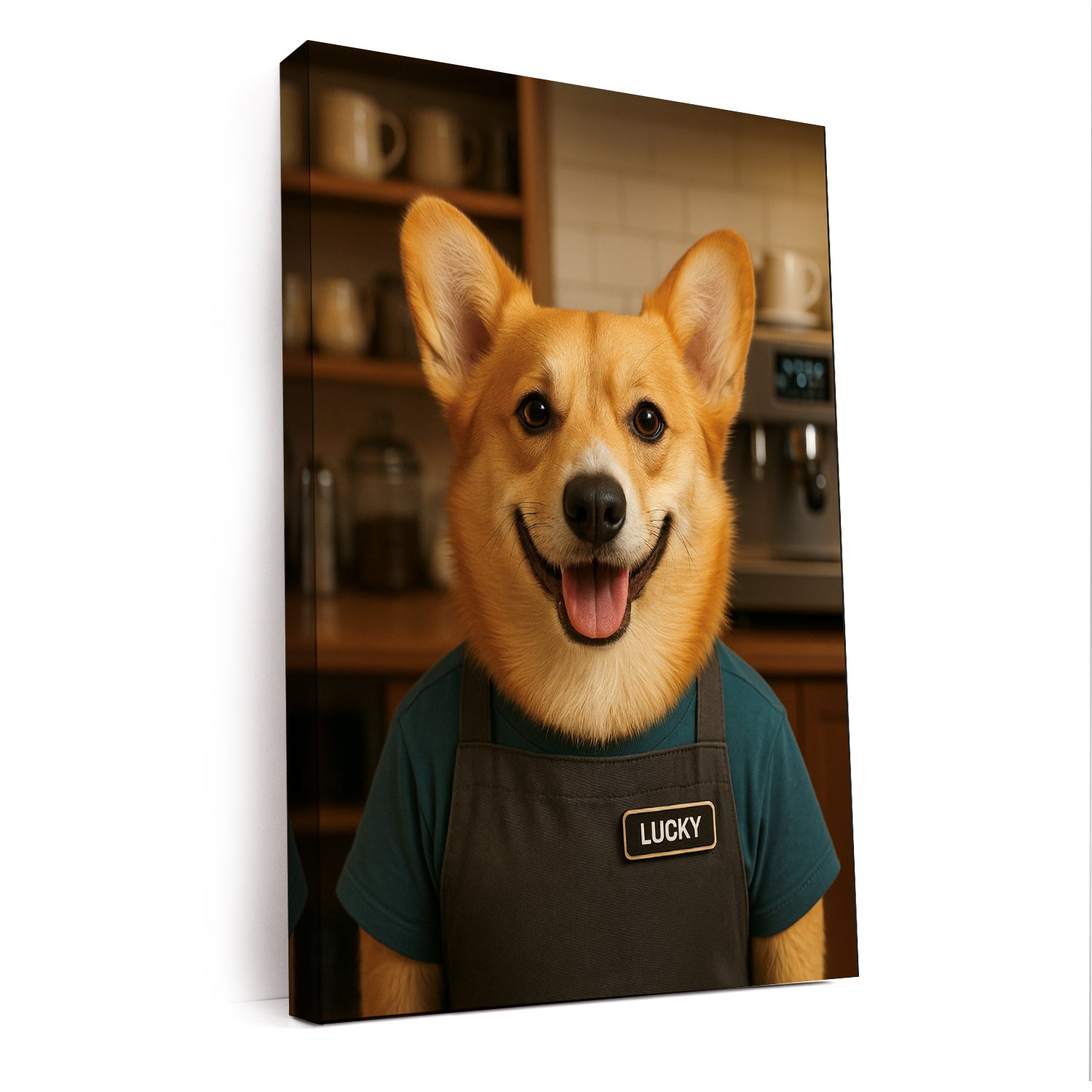 Custom Photo Barista Dog Canvas Gift For Dog Lovers