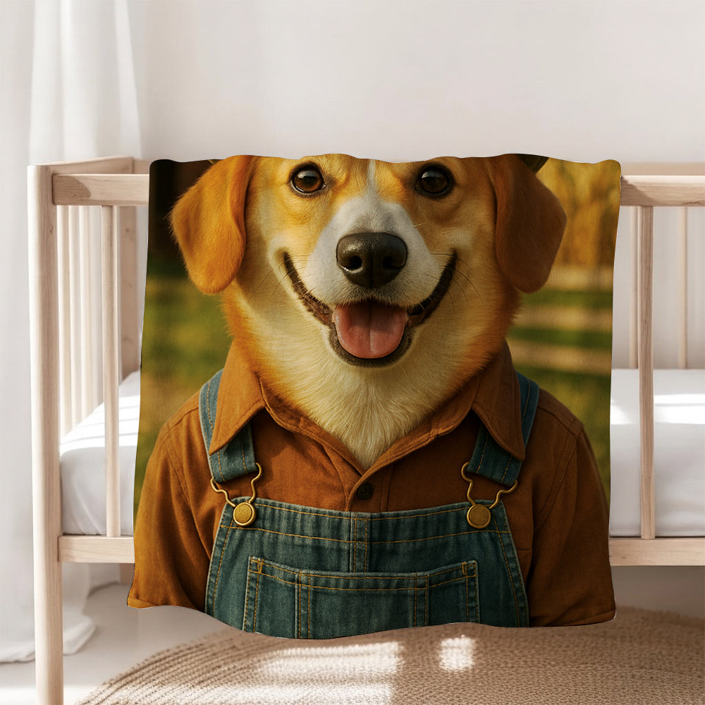 Custom Photo Farmer Farmhouse Dog Canvas