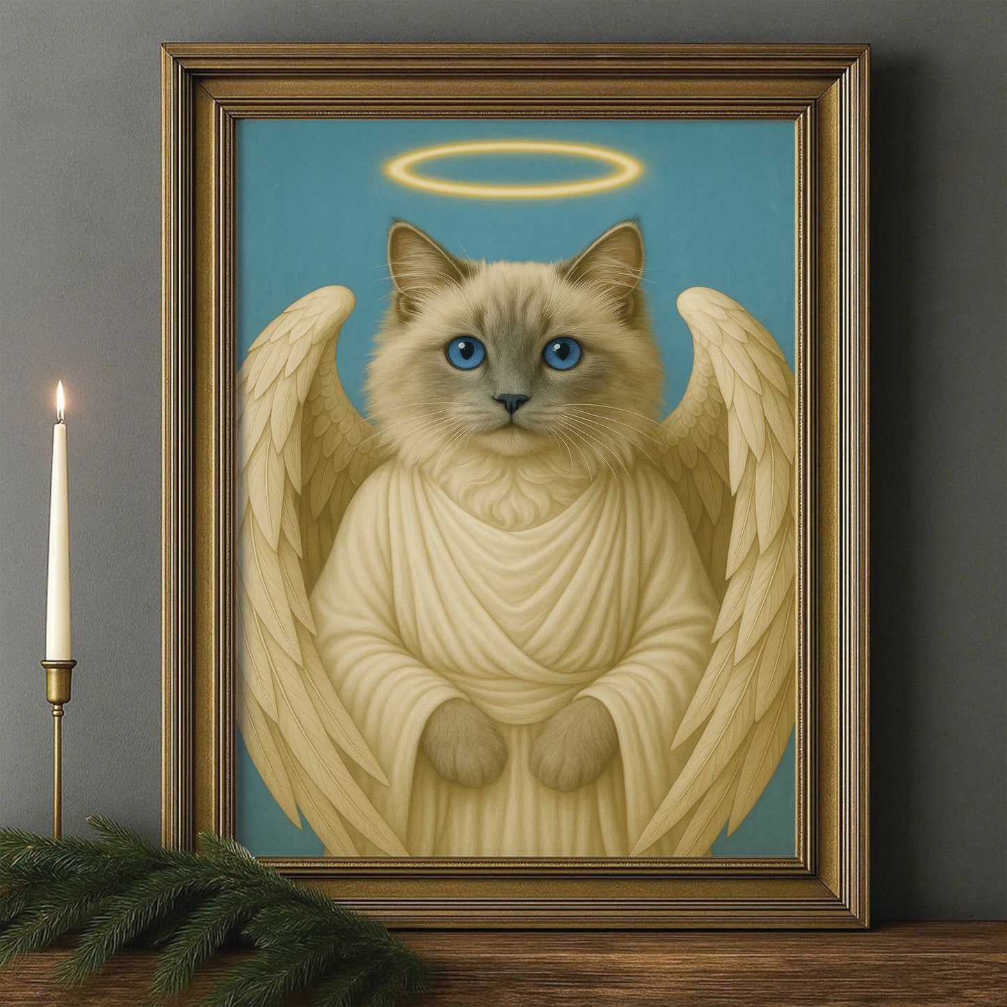 Custom Cat Photo Memorial Canvas Framed Wall Art _ Memorial Gift For Cat