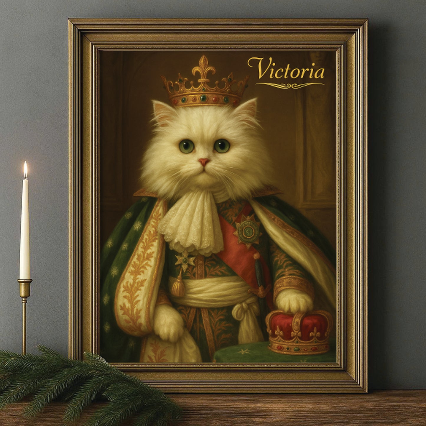 Custom Photo Napoleon Cat Canvas Framed Wall Art Gift For Cat Lovers