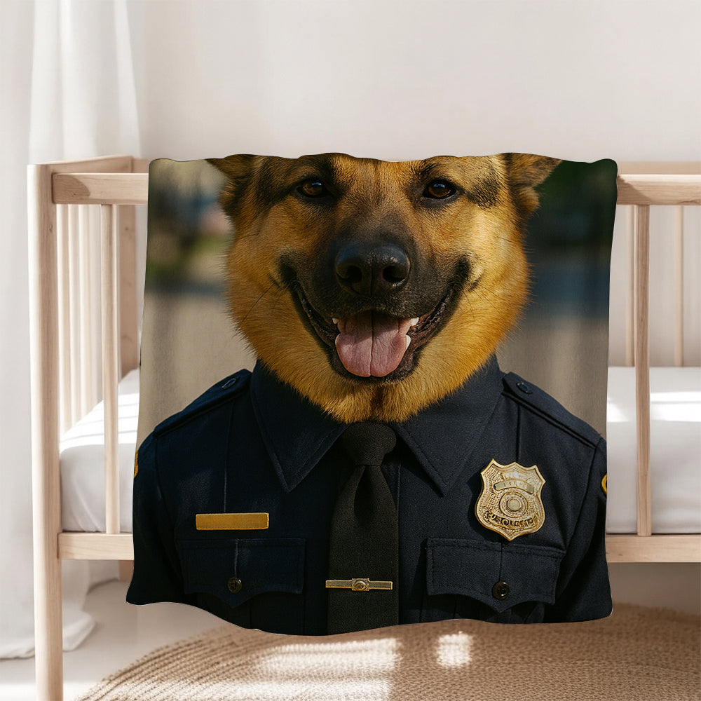 Custom Photo Police 2 Dog BlanketGift For Dog Lovers