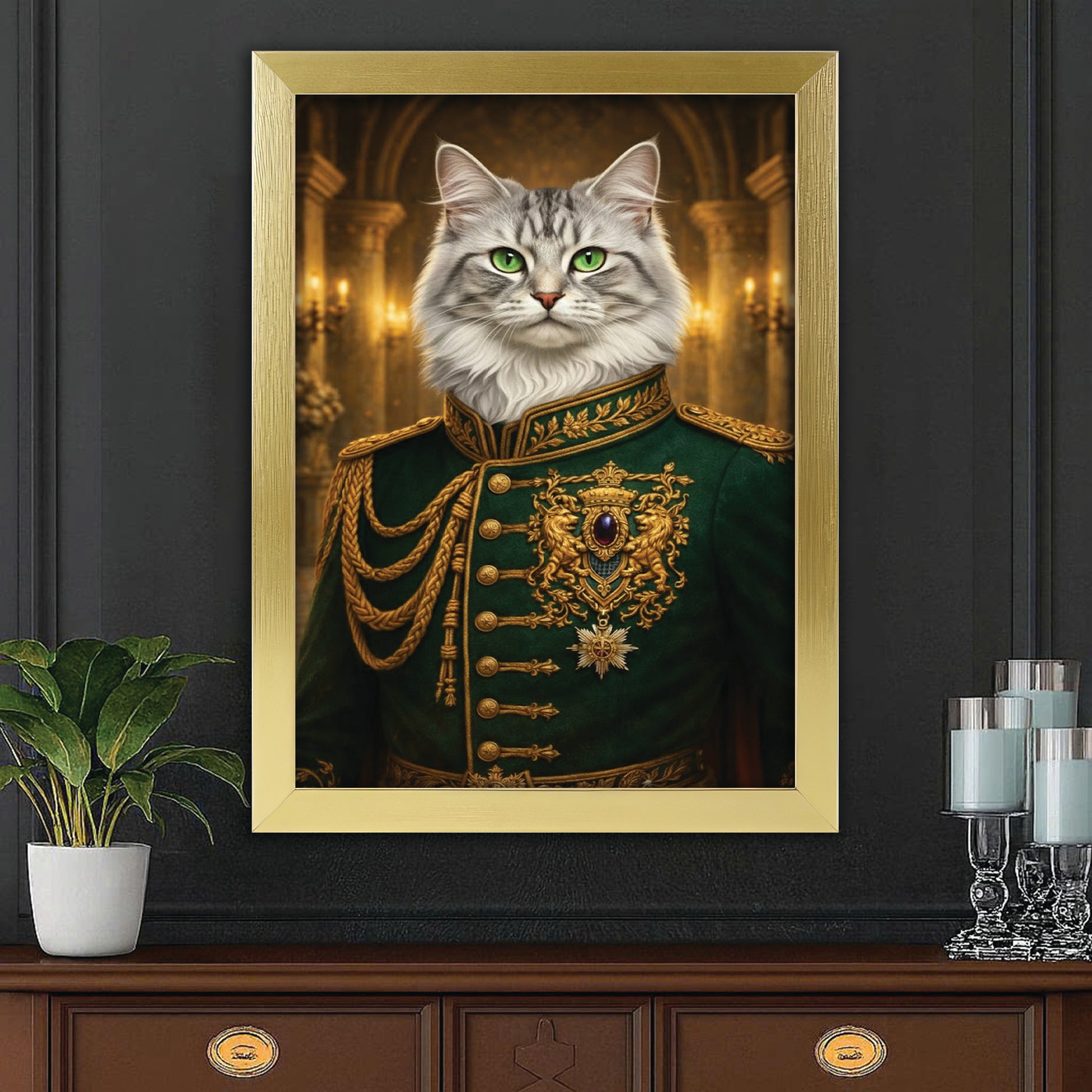 Custom Photo Cat Royal Style 11 Canvas Framed Wall Art Gift For Cat Lovers