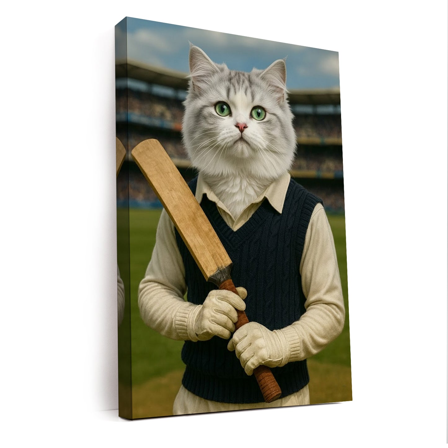 Custom Photo Cricket Cat Canvas Gift For Cat Lovers