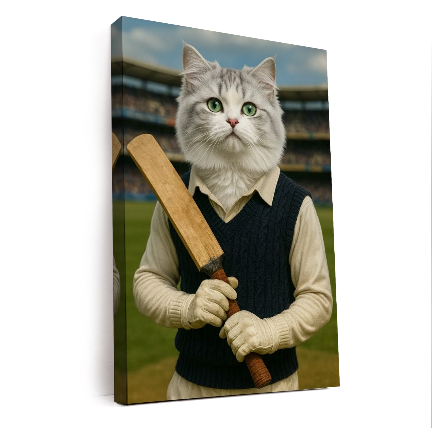 Custom Photo Cricket Cat Canvas Gift For Cat Lovers