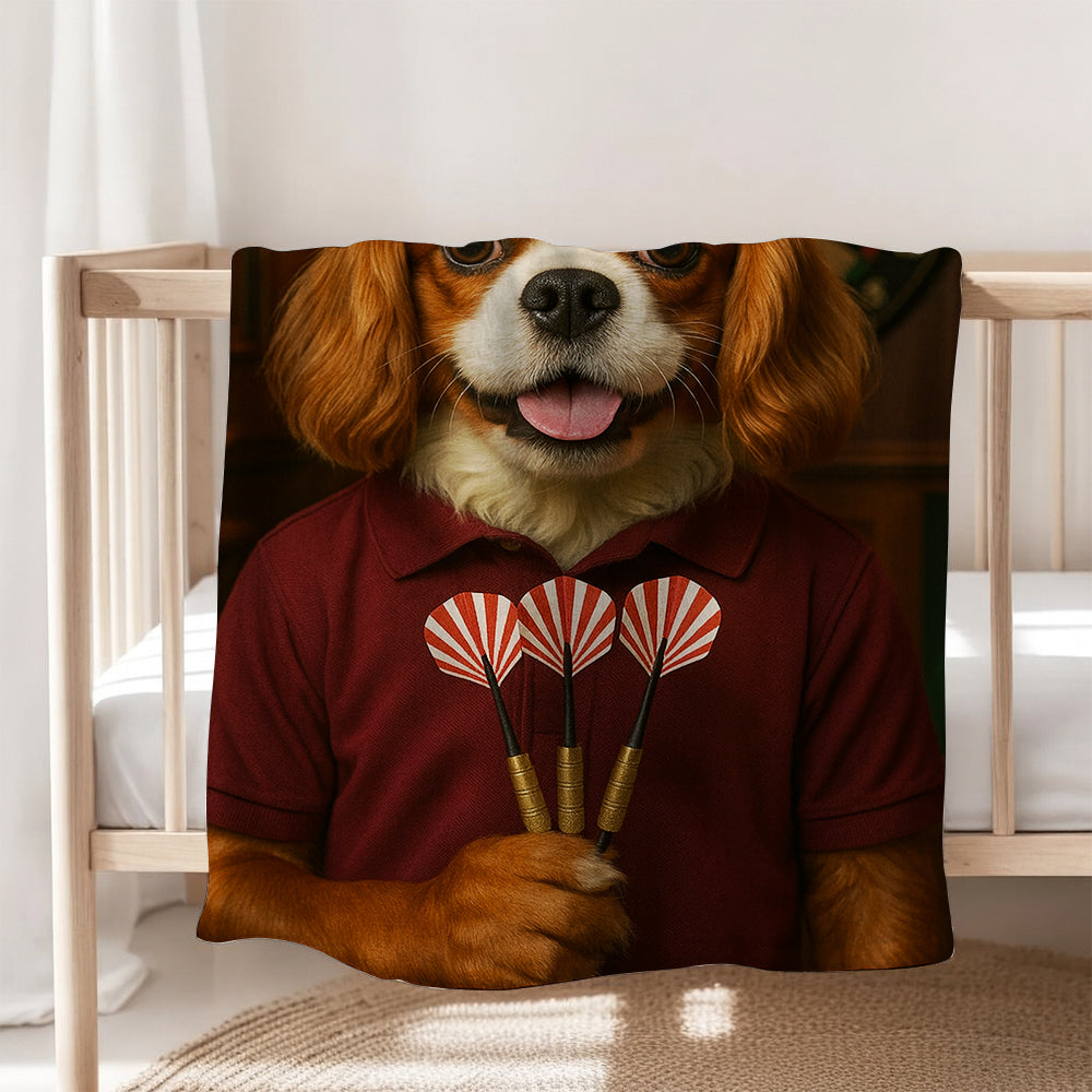 Custom Photo Dart Player Dog BlanketGift For Dog Lovers