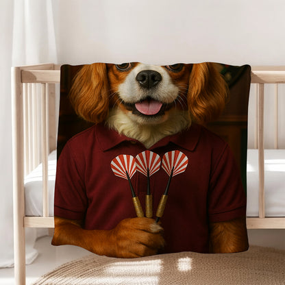 Custom Photo Dart Player Dog BlanketGift For Dog Lovers
