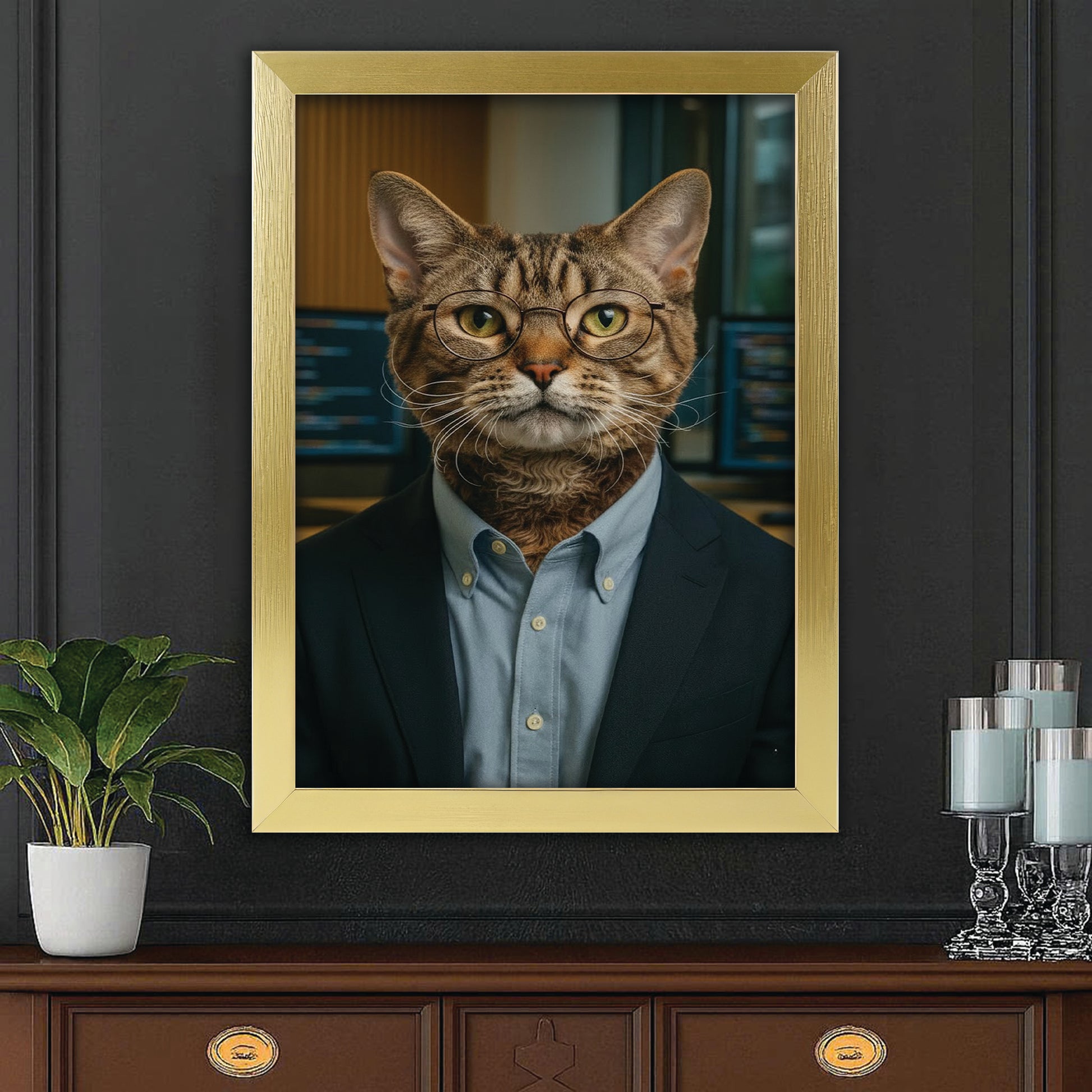 Custom Photo Software Developer Cat Canvas Framed Wall Art Gift For Cat Lovers