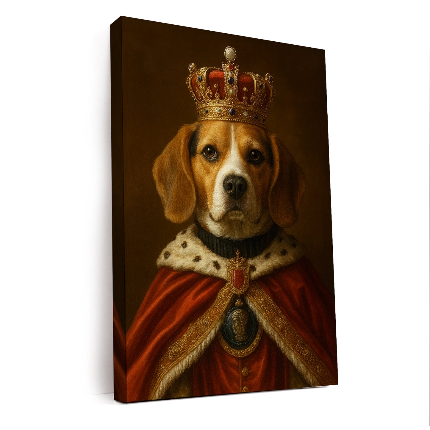 Custom Photo Royal Dog With Crown Canvas Gift For Dog Lovers