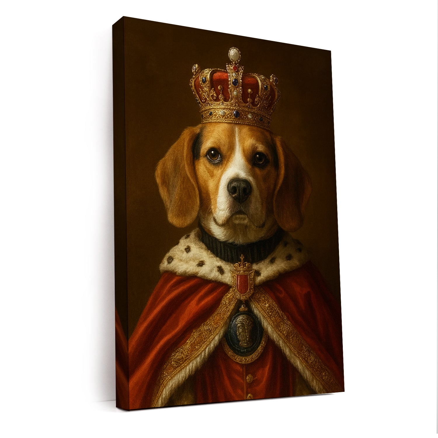 Custom Photo Royal Dog With Crown Canvas Gift For Dog Lovers