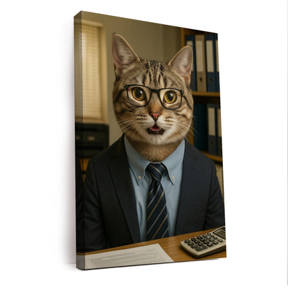 Custom Photo Accountant Cat Canvas Gift For Cat Lovers