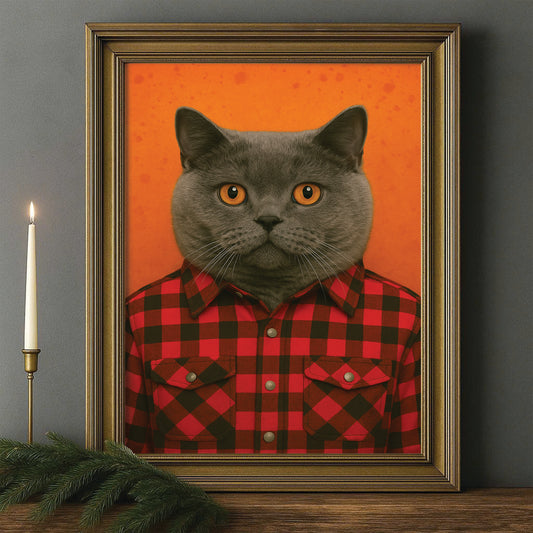Custom Photo Cat In Red Shirt Canvas Framed Wall Art Gift For Cat Lovers