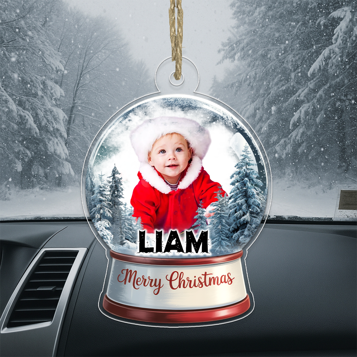 Custom Photo Baby With Name Snow Gloto Baby With Name Snow Globe