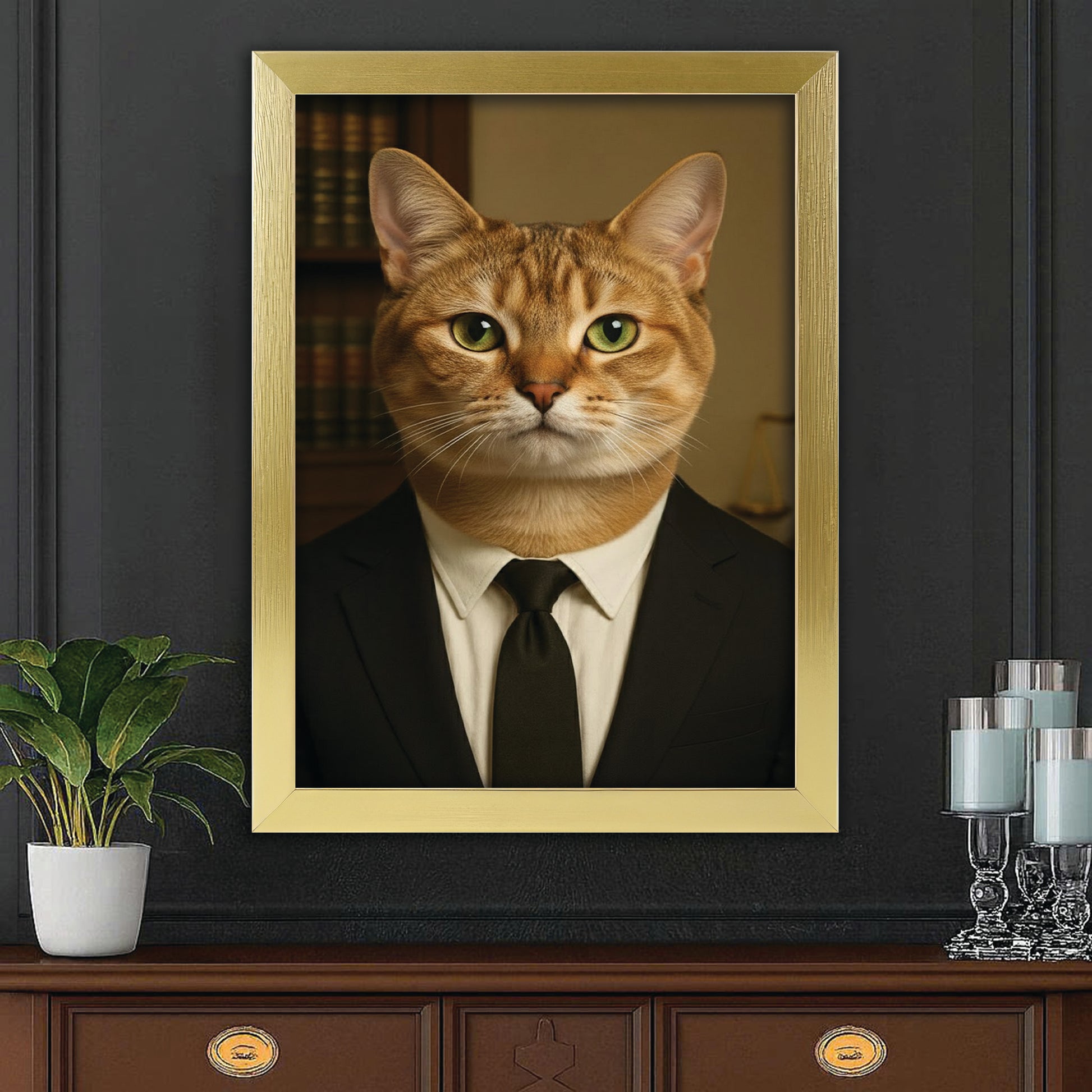 Custom Photo Lawyer Cat Canvas Framed Wall Art  Gift For Cat Lovers