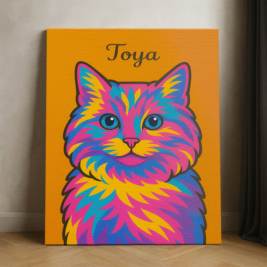 Custom Photo Minimalist Cat Canvas Gift For Cat Lovers