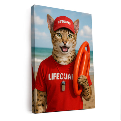 Custom Photo Lifeguard Cat Canvas Gift For Cat Lovers