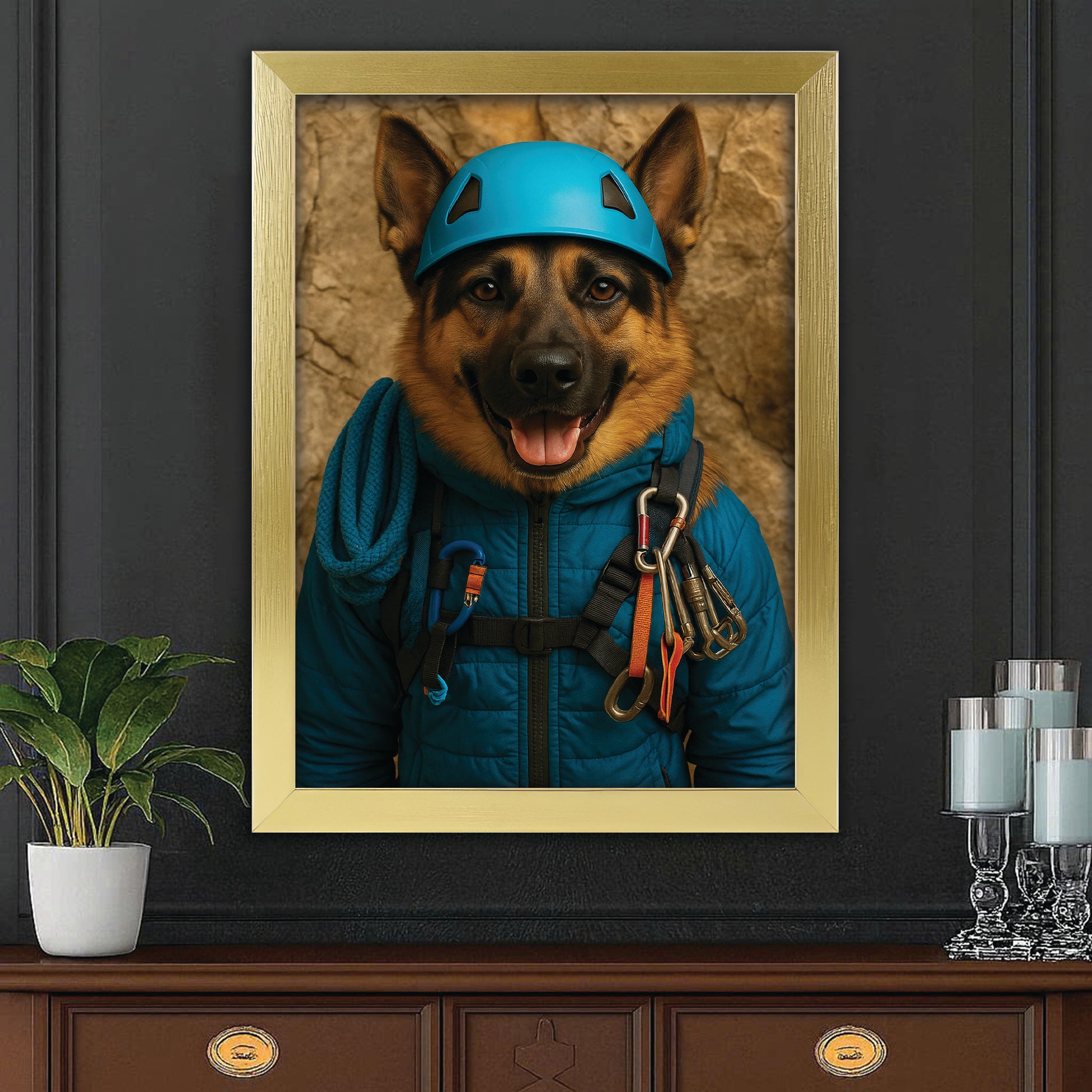 Custom Photo Climber Dog Canvas Framed Wall Art Gift For Dog Lovers