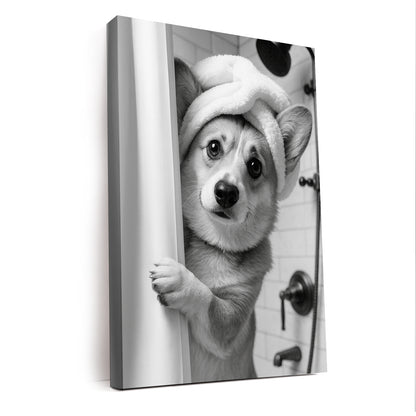 Custom Photo Dog Bathroom Canvas Gift For Dog Lovers