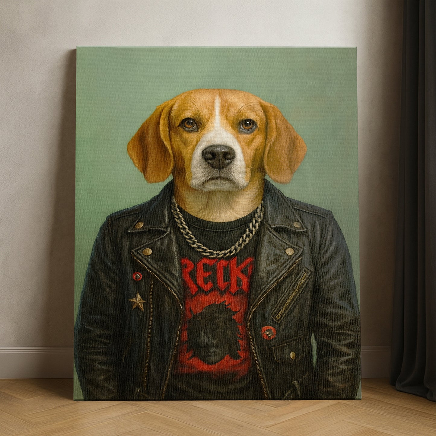 Custom Photo Rock n Roll Dog Canvas _ Gift For Dog Lovers