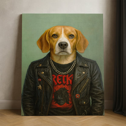 Custom Photo Rock n Roll Dog Canvas _ Gift For Dog Lovers