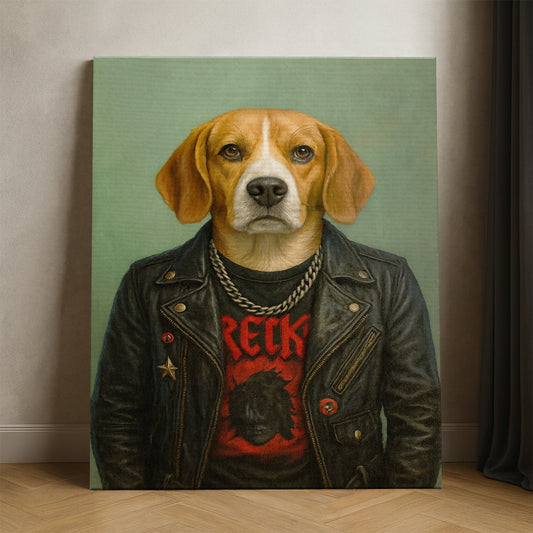 Custom Photo Rock n Roll Dog Canvas _ Gift For Dog Lovers