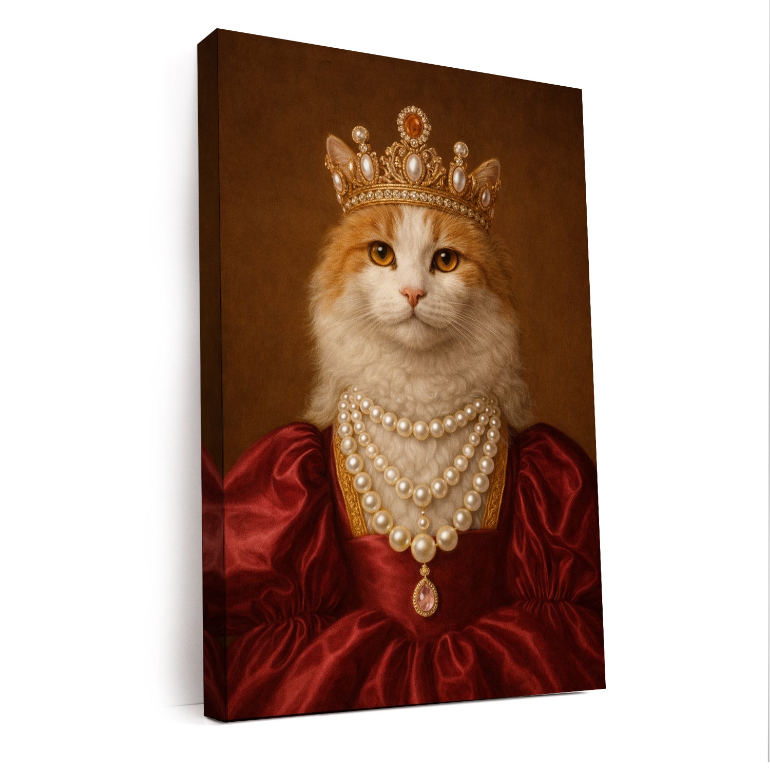 Custom Photo Queen Cat With Crown Canvas Gift For Cat Lovers