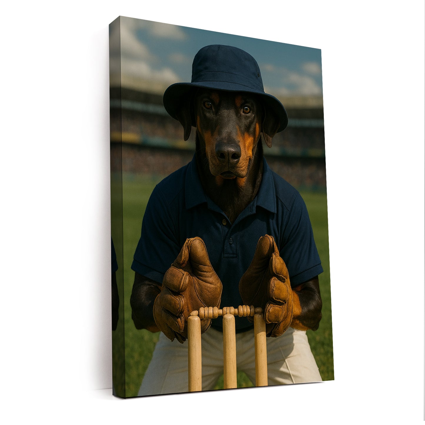 Custom Photo Cricket Player Dog Canvas Gift For Dog Lovers