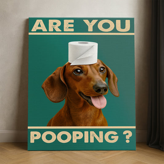 Custom Photo Funny Dog In Bathroom Canvas