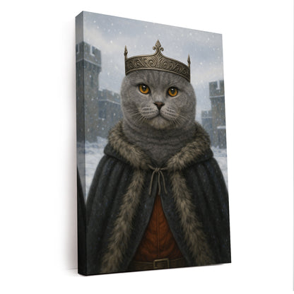 Custom Photo Winter King Royal Cat Canvas Gift For Cat Lovers