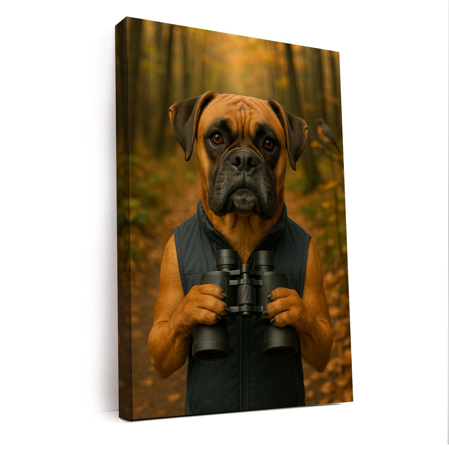 Custom Photo Bird Watching Dog Canvas Gift For Dog Lovers