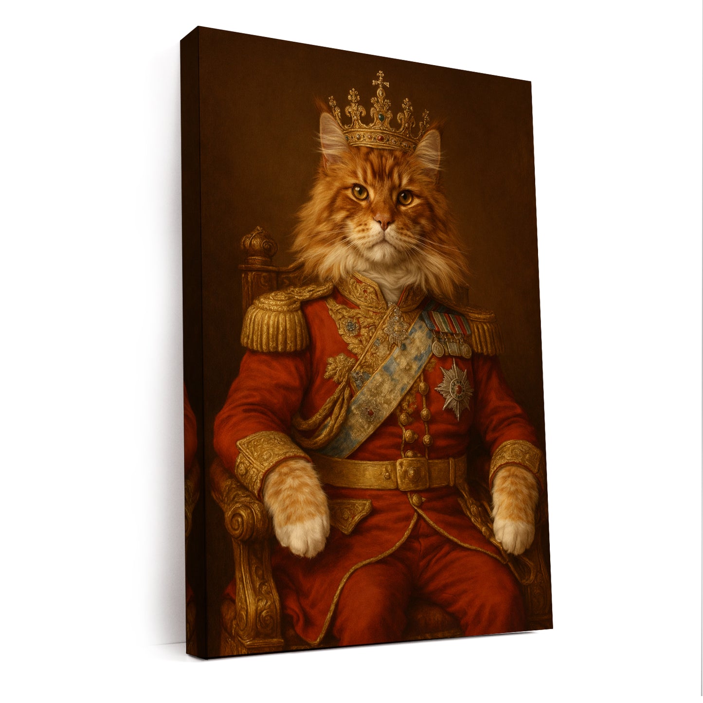 Custom Photo King Cat With Crown Royal Canvas Gift For Cat Lovers