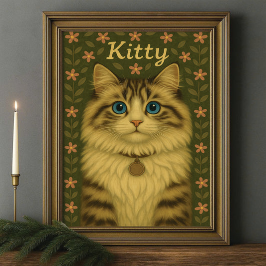 Custom Cat Portraits From Photo From Photo Canvas Framed Wall Art